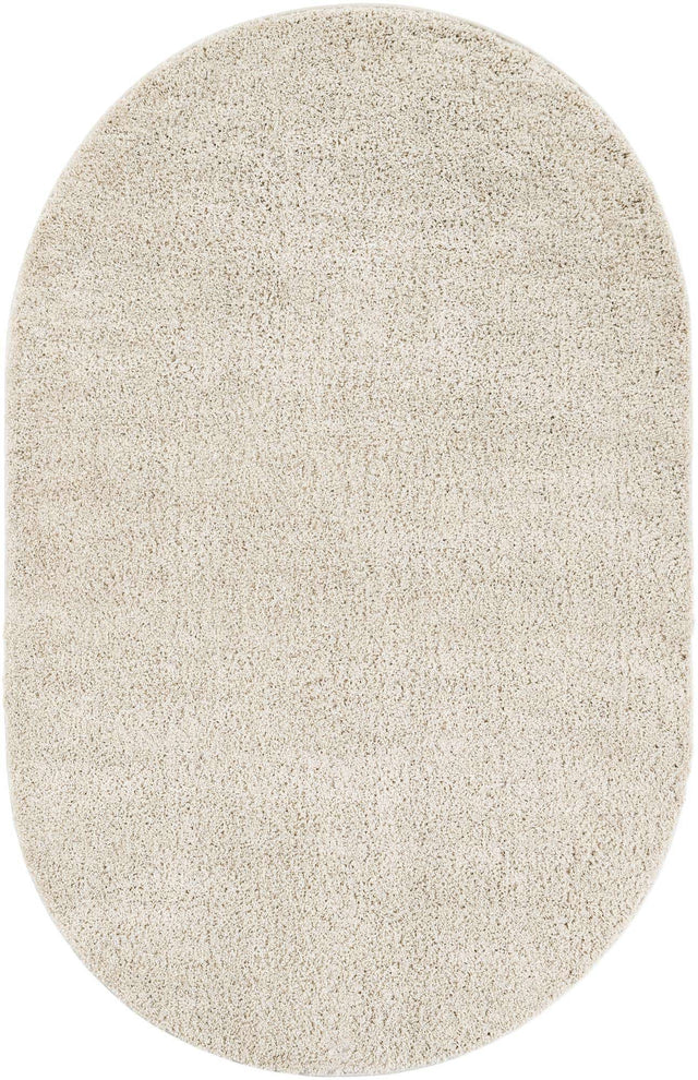 Oatmeal Beige 5' 3 x 8' Soft Solid Shag Oval Area Rug Thick Soft Touch Fluffy & Plush Shaggy Pile