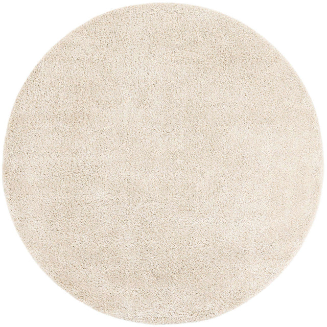 Oatmeal Beige 7' 1 x 7' 1 Soft Solid Shag Round Area Rug Thick Soft Touch Fluffy & Plush Shaggy Pile