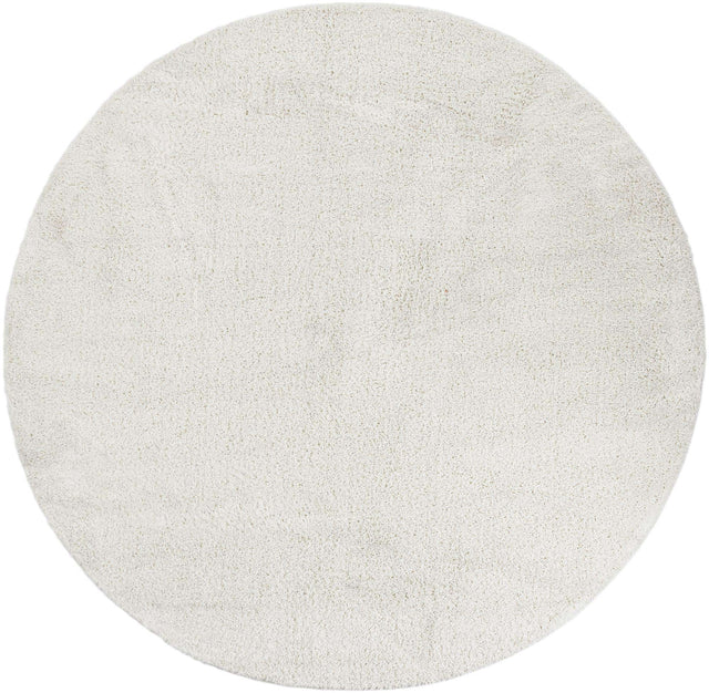White 10' x 10' Soft Solid Shag Round Area Rug Thick Soft Touch Fluffy & Plush Shaggy Pile
