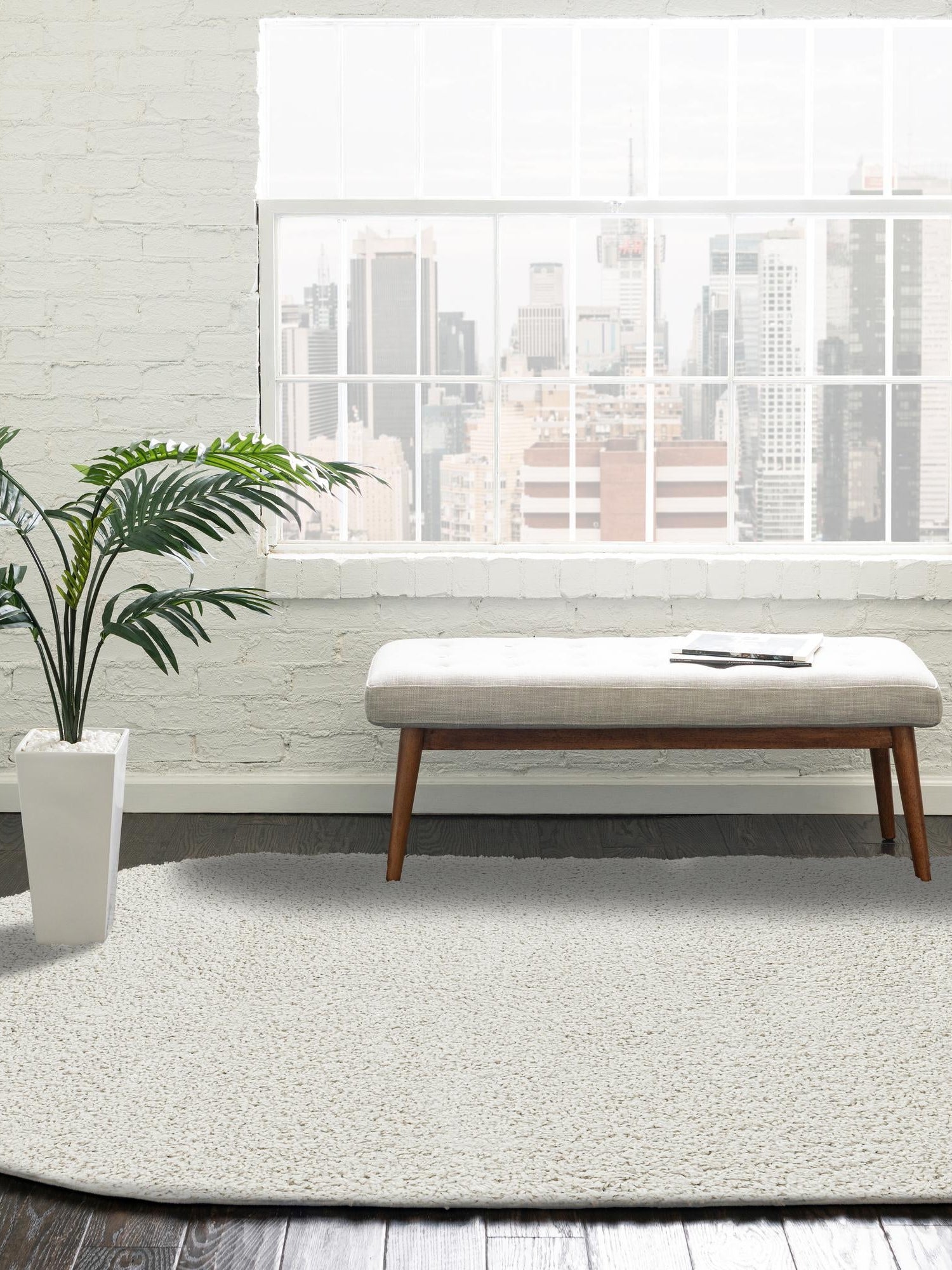 White 5' 3 x 8' Soft Solid Shag Oval Area Rug Thick Soft Touch Fluffy & Plush Shaggy Pile 100% Polypropylene Minimalist Carpet for Modern Home Interiors for Sale at Rug Engine