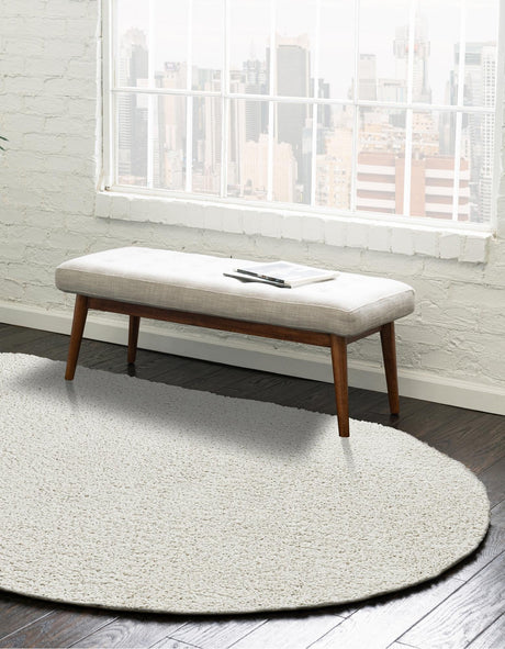 White 4' 1 x 6' 1 Soft Solid Shag Oval Area Rug Thick Soft Touch Fluffy & Plush Shaggy Pile