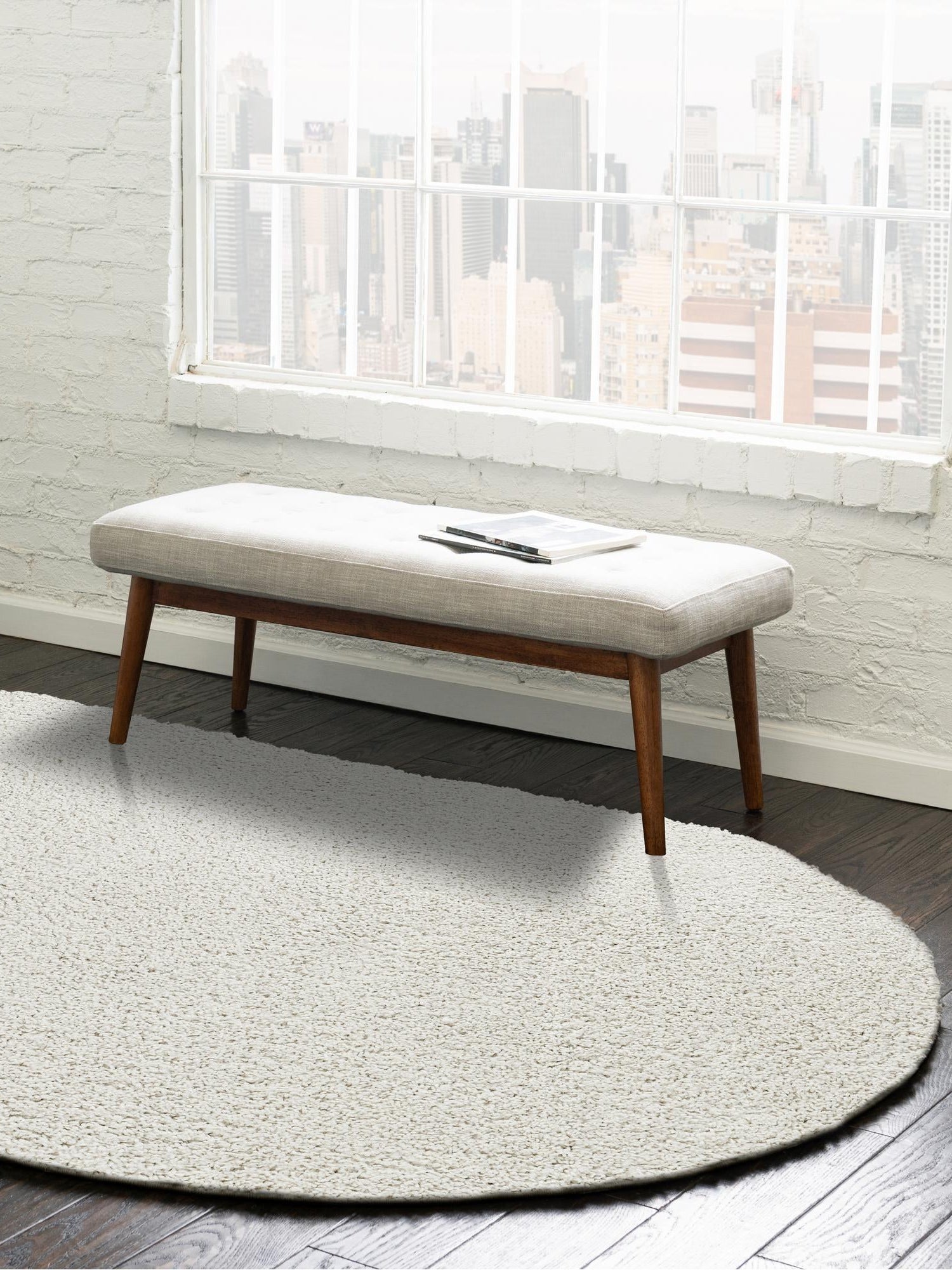 White 5' 3 x 8' Soft Solid Shag Oval Area Rug Thick Soft Touch Fluffy & Plush Shaggy Pile 100% Polypropylene Minimalist Carpet for Modern Home Interiors for Sale at Rug Engine