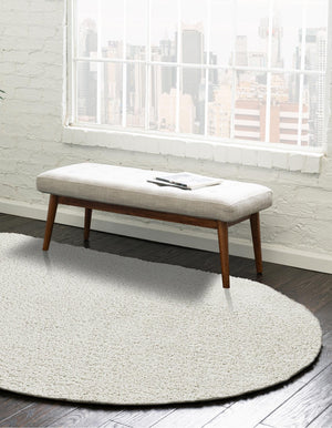White 5' 3 x 8' Soft Solid Shag Oval Area Rug Thick Soft Touch Fluffy & Plush Shaggy Pile