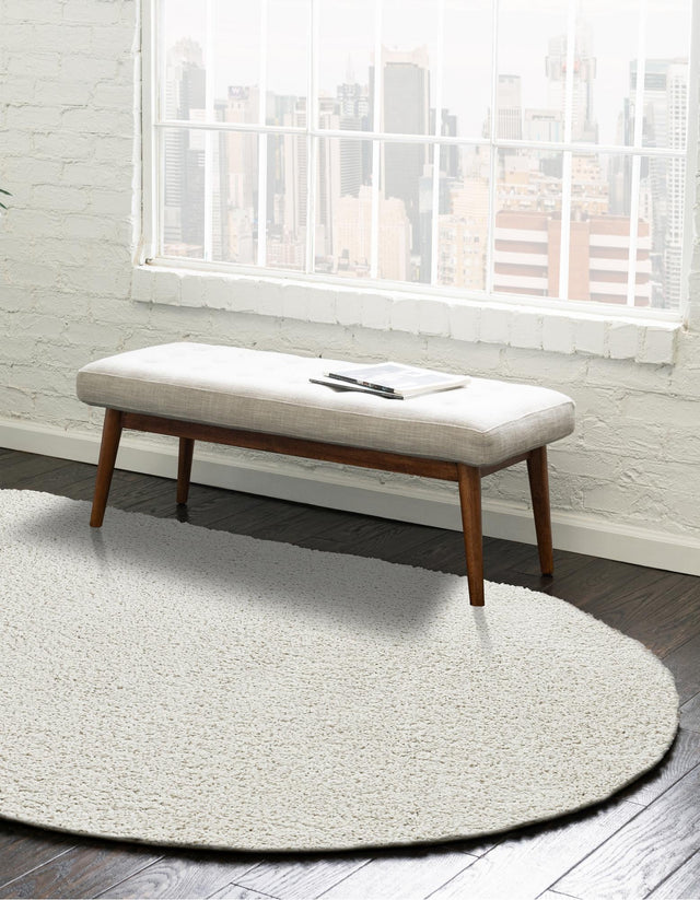 White 5' 3 x 8' Soft Solid Shag Oval Area Rug Thick Soft Touch Fluffy & Plush Shaggy Pile