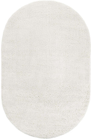 White 5' 3 x 8' Soft Solid Shag Oval Area Rug Thick Soft Touch Fluffy & Plush Shaggy Pile