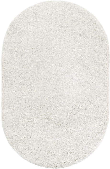White 5' 3 x 8' Soft Solid Shag Oval Area Rug Thick Soft Touch Fluffy & Plush Shaggy Pile