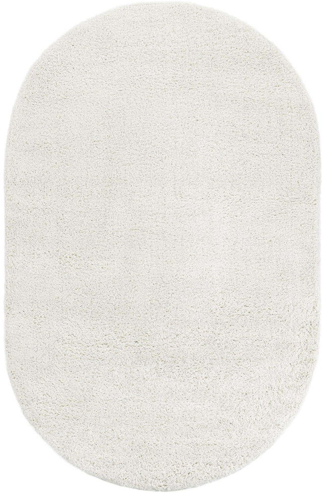White 5' 3 x 8' Soft Solid Shag Oval Area Rug Thick Soft Touch Fluffy & Plush Shaggy Pile