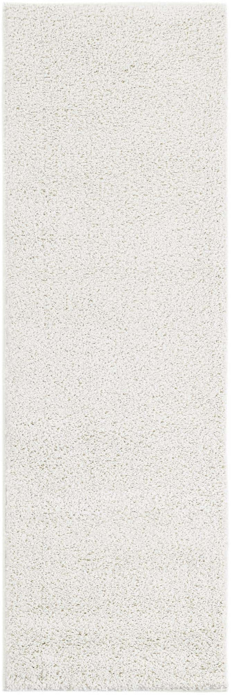 White 2' x 6' 1 Soft Solid Shag Runner Area Rug Thick Soft Touch Fluffy & Plush Shaggy Pile