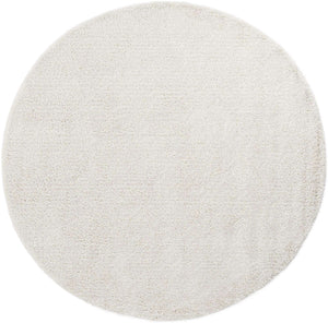 White 7' 1 x 7' 1 Soft Solid Shag Round Area Rug Thick Soft Touch Fluffy & Plush Shaggy Pile