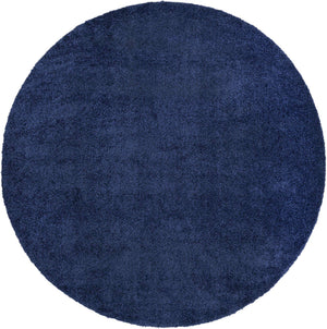 Navy Blue 10' x 10' Solo Round Area Rug Thick Soft Touch Fluffy & Plush Shaggy Pile