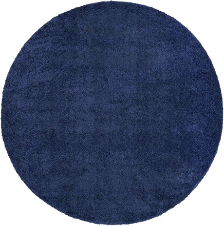 Navy Blue 10' x 10' Solo Round Area Rug Thick Soft Touch Fluffy & Plush Shaggy Pile