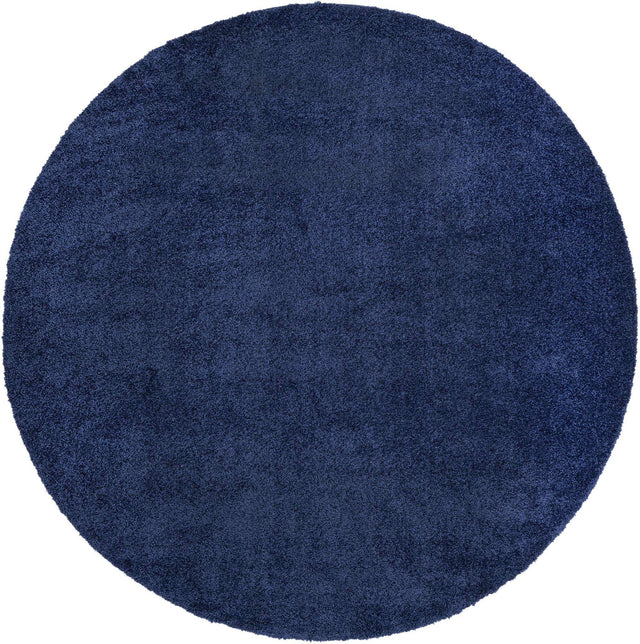 Navy Blue 10' x 10' Solo Round Area Rug Thick Soft Touch Fluffy & Plush Shaggy Pile