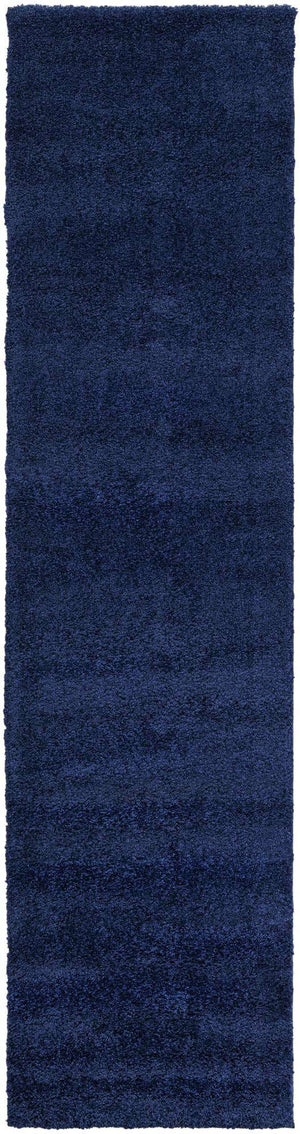 Navy Blue 2' 7 x 10' Solo Runner Area Rug Thick Soft Touch Fluffy & Plush Shaggy Pile
