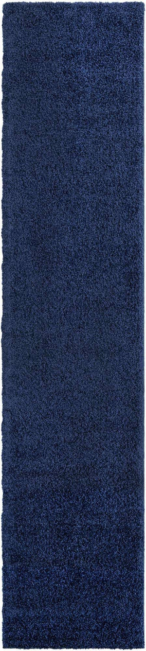 Navy Blue 2' 7 x 12' Solo Runner Area Rug Thick Soft Touch Fluffy & Plush Shaggy Pile