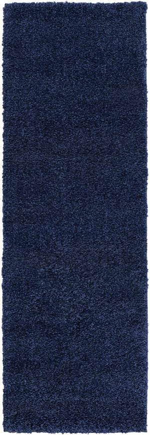 Navy Blue 2' x 6' 1 Solo Runner Area Rug Thick Soft Touch Fluffy & Plush Shaggy Pile