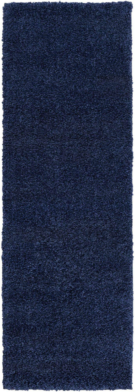 Navy Blue 2' x 6' 1 Solo Runner Area Rug Thick Soft Touch Fluffy & Plush Shaggy Pile