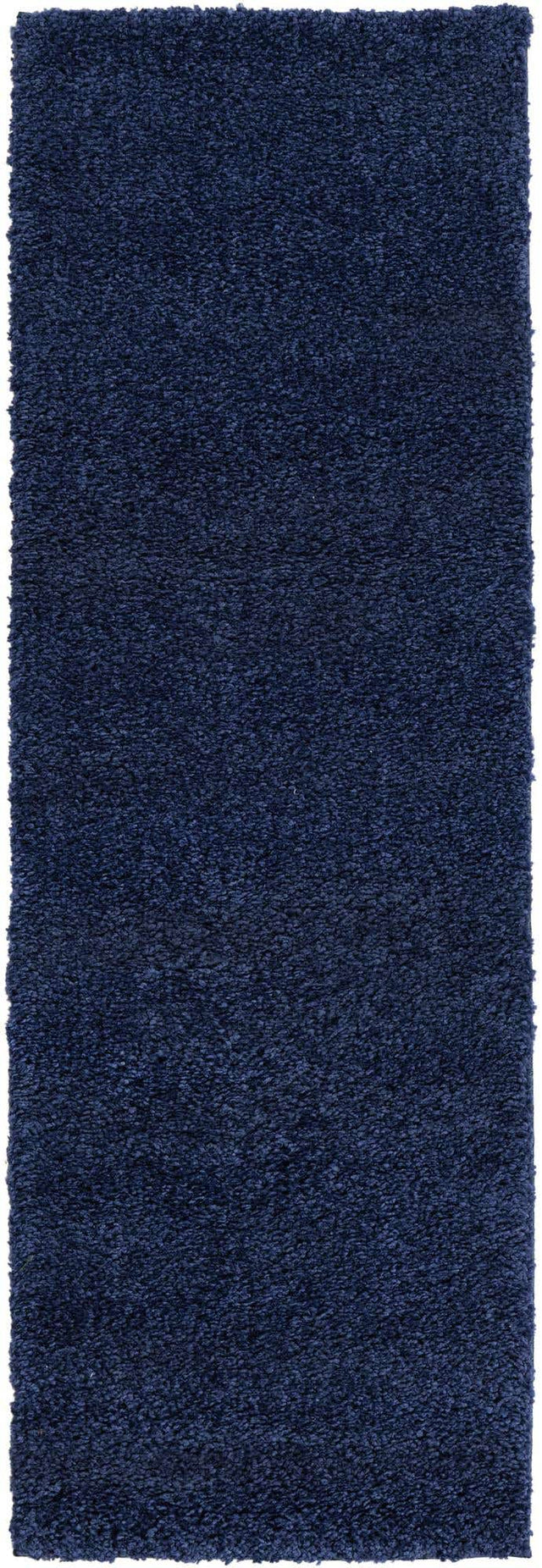 Navy Blue 2' x 6' 1 Solo Runner Area Rug Thick Soft Touch Fluffy & Plush Shaggy Pile