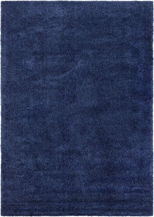 Navy Blue 7' 10 x 11' Solo Rectangle Area Rug Thick Soft Touch Fluffy & Plush Shaggy Pile