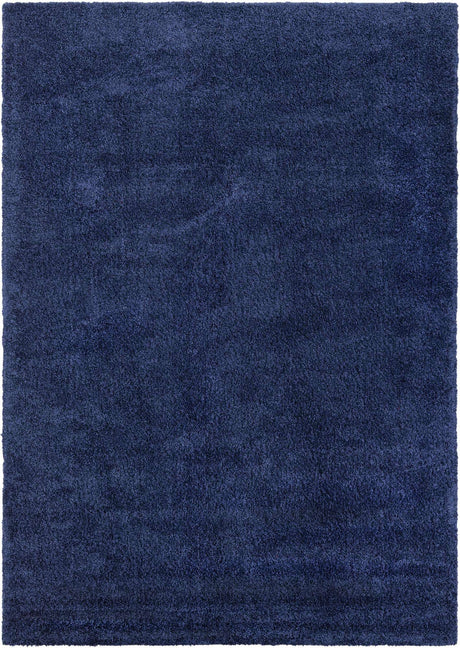 Navy Blue 7' 10 x 11' Solo Rectangle Area Rug Thick Soft Touch Fluffy & Plush Shaggy Pile