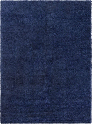 Navy Blue 9' x 12' Solo Rectangle Area Rug Thick Soft Touch Fluffy & Plush Shaggy Pile