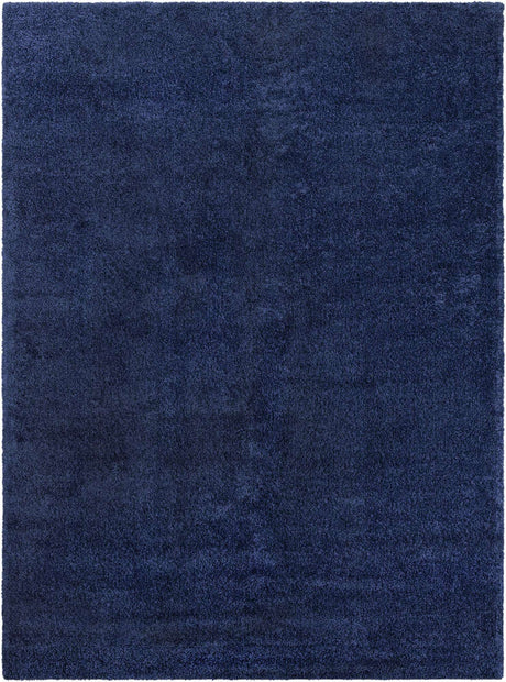 Navy Blue 9' x 12' Solo Rectangle Area Rug Thick Soft Touch Fluffy & Plush Shaggy Pile