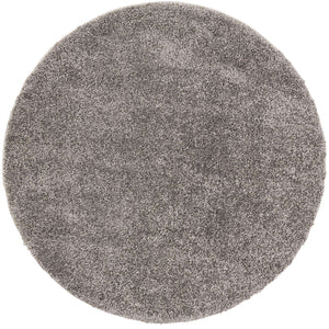Gray 4' 1 x 4' 1 Solo Round Area Rug Thick Soft Touch Fluffy & Plush Shaggy Pile