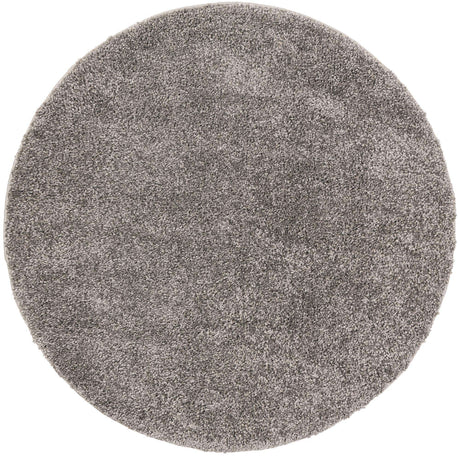 Gray 4' 1 x 4' 1 Solo Round Area Rug Thick Soft Touch Fluffy & Plush Shaggy Pile