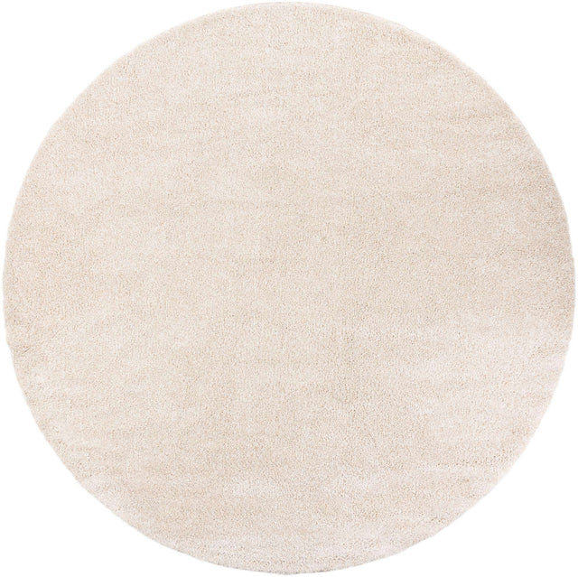 Ivory 10' x 10' Solo Round Area Rug Thick Soft Touch Fluffy & Plush Shaggy Pile