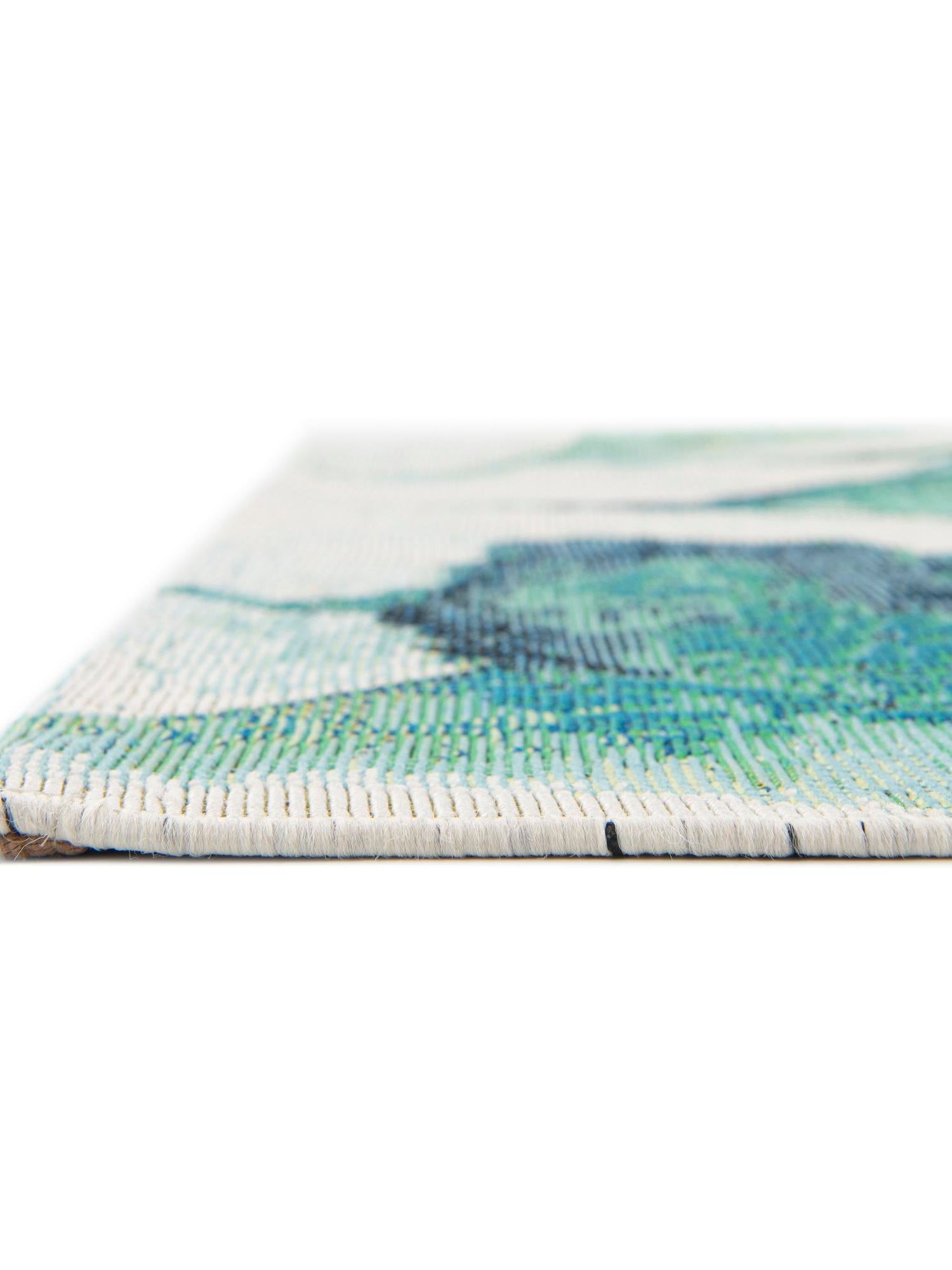 Blue Green 2' 7 x 10' Outdoor Botanical Runner Area Rug Weather Resistant for Patio, Deck, Terrace, Balcony, Porch Polypropylene Garden Floral Tropical Carpet for Sale at Rug Engine