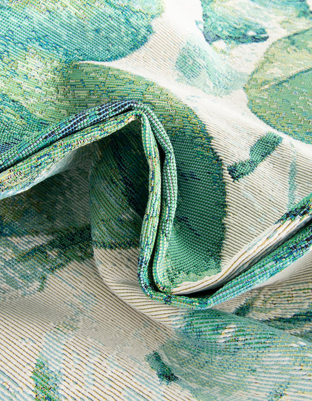Blue Green 2' x 4' 1 Outdoor Botanical Runner Rug