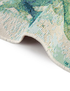 Blue Green 2' x 4' 1 Outdoor Botanical Runner Rug