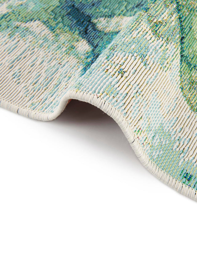 Blue Green 2' x 4' 1 Outdoor Botanical Runner Rug