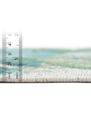 Blue Green 4' 1 x 4' 1 Outdoor Botanical Round Area Rug Weather Resistant for Patio, Deck, Terrace, Balcony, Porch Polypropylene Garden Floral Tropical Carpet for Sale at Rug Engine