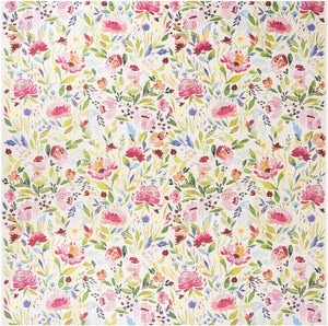 Multicolor 10' x 10' Outdoor Botanical Square Area Rug Weather Resistant for Patio, Deck, Terrace, Balcony, Porch Polypropylene Garden Floral Tropical Carpet for Sale at Rug Engine