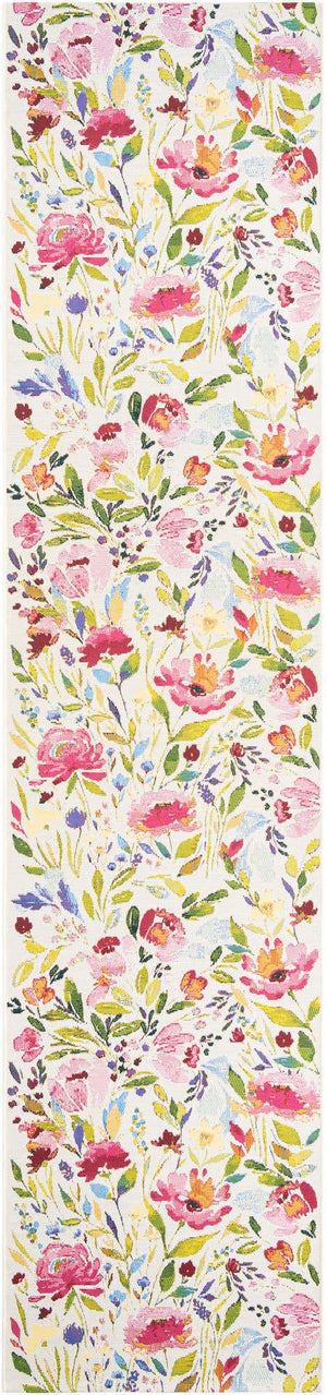 Multicolor 2' 7 x 12' Outdoor Botanical Runner Area Rug Weather Resistant for Patio, Deck, Terrace, Balcony, Porch Polypropylene Garden Floral Tropical Carpet for Sale at Rug Engine