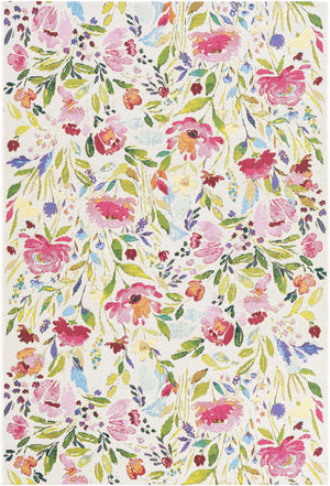 Multicolor 4' 1 x 6' 1 Outdoor Botanical Rectangle Area Rug Weather Resistant for Patio, Deck, Terrace, Balcony, Porch Polypropylene Garden Floral Tropical Carpet for Sale at Rug Engine