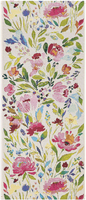 Multicolor 2' x 5' 1 Outdoor Botanical Runner Area Rug Weather Resistant for Patio, Deck, Terrace, Balcony, Porch Polypropylene Garden Floral Tropical Carpet for Sale at Rug Engine