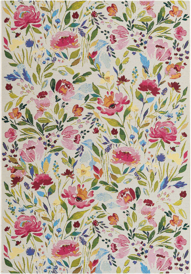 Multicolor 5' 3 x 8' Outdoor Botanical Rectangle Area Rug Weather Resistant for Patio, Deck, Terrace, Balcony, Porch Polypropylene Garden Floral Tropical Carpet for Sale at Rug Engine