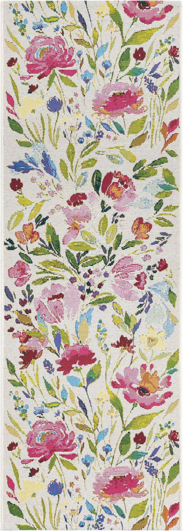Multicolor 2' x 6' 1 Outdoor Botanical Runner Area Rug Weather Resistant for Patio, Deck, Terrace, Balcony, Porch Polypropylene Garden Floral Tropical Carpet for Sale at Rug Engine