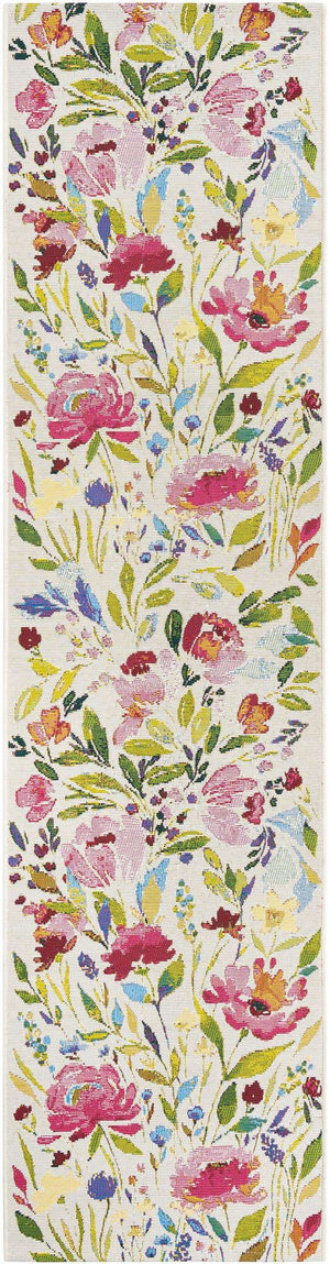 Multicolor 2' x 8' Outdoor Botanical Runner Area Rug Weather Resistant for Patio, Deck, Terrace, Balcony, Porch Polypropylene Garden Floral Tropical Carpet for Sale at Rug Engine