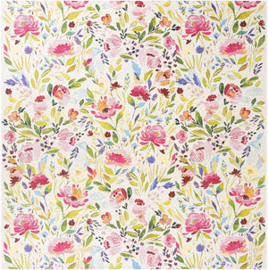 Multicolor 7' 10 x 7' 10 Outdoor Botanical Square Area Rug Weather Resistant for Patio, Deck, Terrace, Balcony, Porch Polypropylene Garden Floral Tropical Carpet for Sale at Rug Engine