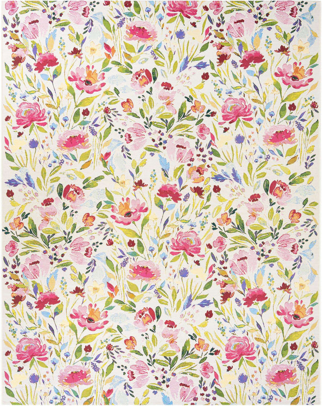 Multicolor 7' 10 x 10' Outdoor Botanical Rectangle Area Rug Weather Resistant for Patio, Deck, Terrace, Balcony, Porch Polypropylene Garden Floral Tropical Carpet for Sale at Rug Engine