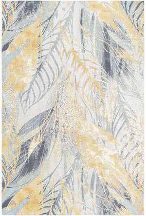 Gray Ivory Yellow 4' 1 x 6' 1 Outdoor Botanical Rectangle Rug
