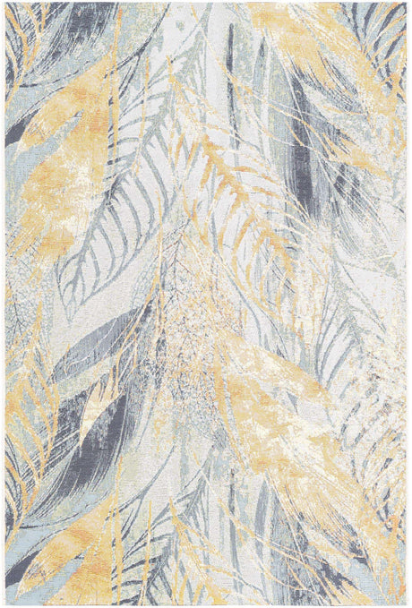Gray Ivory Yellow 4' 1 x 6' 1 Outdoor Botanical Rectangle Rug