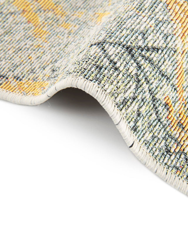 Gray Ivory Yellow 2' 7 x 12' Outdoor Botanical Runner Area Rug Weather Resistant for Patio, Deck, Terrace, Balcony, Porch Polypropylene Garden Floral Tropical Carpet for Sale at Rug Engine