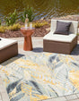 Gray Ivory Yellow 10' x 10' Outdoor Botanical Square Area Rug Weather Resistant for Patio, Deck, Terrace, Balcony, Porch Polypropylene Garden Floral Tropical Carpet for Sale at Rug Engine
