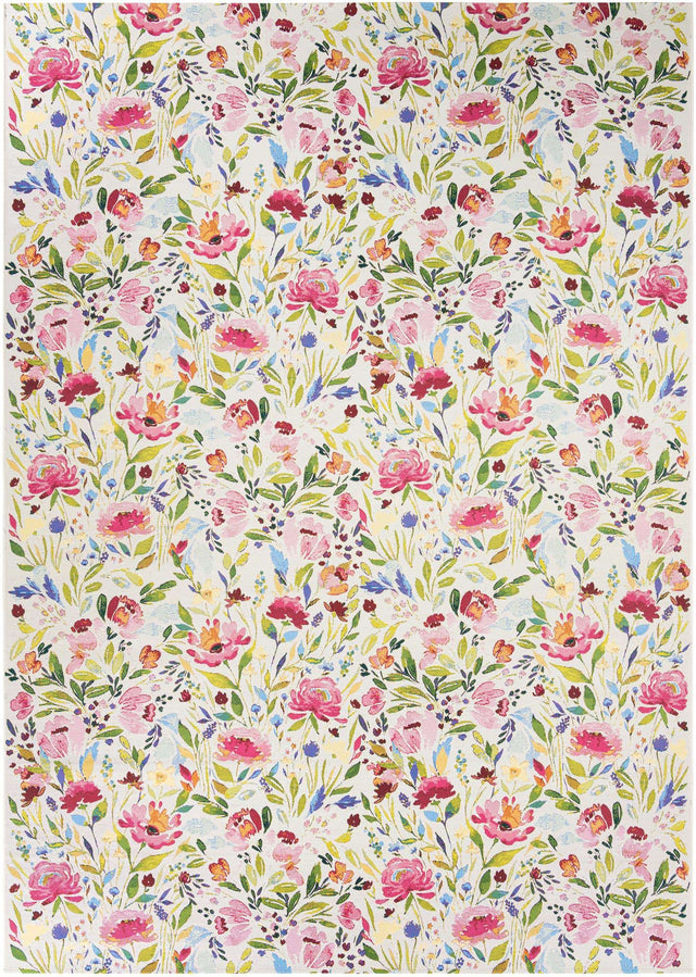 Multicolor 10' x 14' 2 Outdoor Botanical Rectangle Area Rug Weather Resistant for Patio, Deck, Terrace, Balcony, Porch Polypropylene Garden Floral Tropical Carpet for Sale at Rug Engine