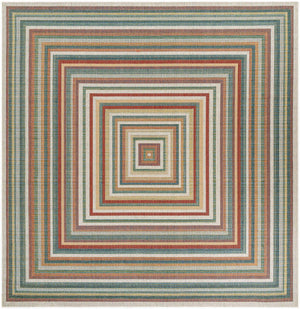 Multicolor 10' x 10' Baja Outdoor Square Area Rug Weather Resistant for Patio, Deck, Terrace, Balcony, Porch 100% Polypropylene Modern Outside Decor for Sale at Rug Engine
