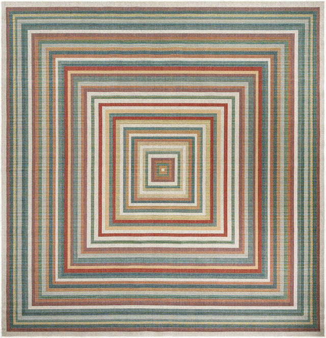 Multicolor 12' x 12' Baja Outdoor Square Area Rug Weather Resistant for Patio, Deck, Terrace, Balcony, Porch 100% Polypropylene Modern Outside Decor for Sale at Rug Engine