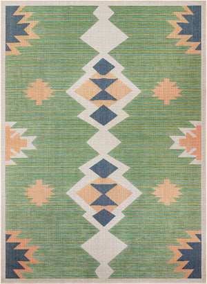Green 10' x 13' 1 Baja Outdoor Rectangle Area Rug Weather Resistant for Patio, Deck, Terrace, Balcony, Porch 100% Polypropylene Modern Outside Decor for Sale at Rug Engine